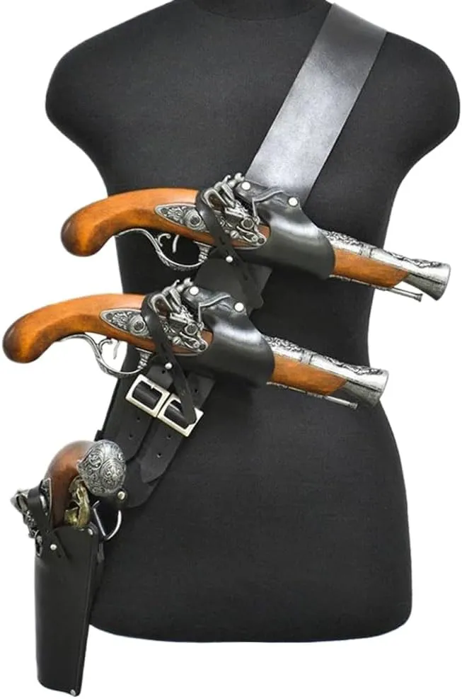 Steampunk Pirate Flintlock Holster Medieval PU Leather Pistol Holster Gun Holder Renaissance Revolver Bag for Cosplay