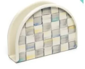 Sterling Check Enamel Napkin Holder