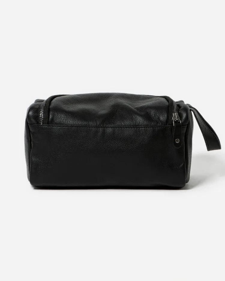 Stitch & Hide Leather Jett Toiletry Bag Black
