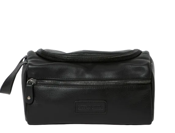 Stitch & Hide Leather Jett Toiletry Bag Black