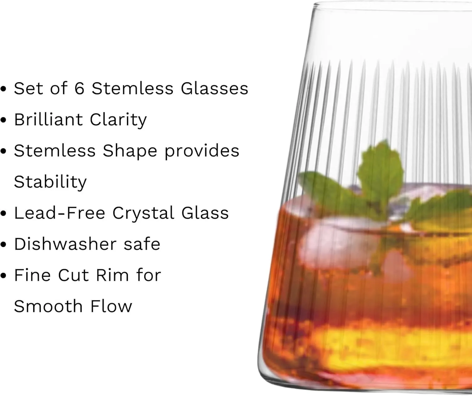 Stölzle Lausitz Soho Power Stemless Red Wine Glasses - 17.2 Oz, Set of 6 Crystal Glasses for Tasting - Lead-Free & Dishwasher Safe - Modern Wine Glass Design, Elegant Barware & Glassware for Home