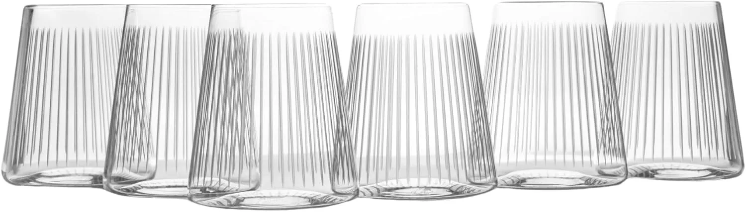 Stölzle Lausitz Soho Power Stemless Red Wine Glasses - 17.2 Oz, Set of 6 Crystal Glasses for Tasting - Lead-Free & Dishwasher Safe - Modern Wine Glass Design, Elegant Barware & Glassware for Home