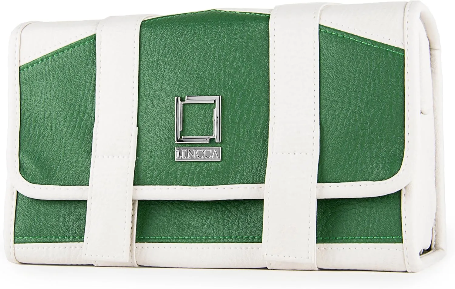 Stowaway Compact Roll Up Pouch, Emerald Green/Cream Beige, One Size