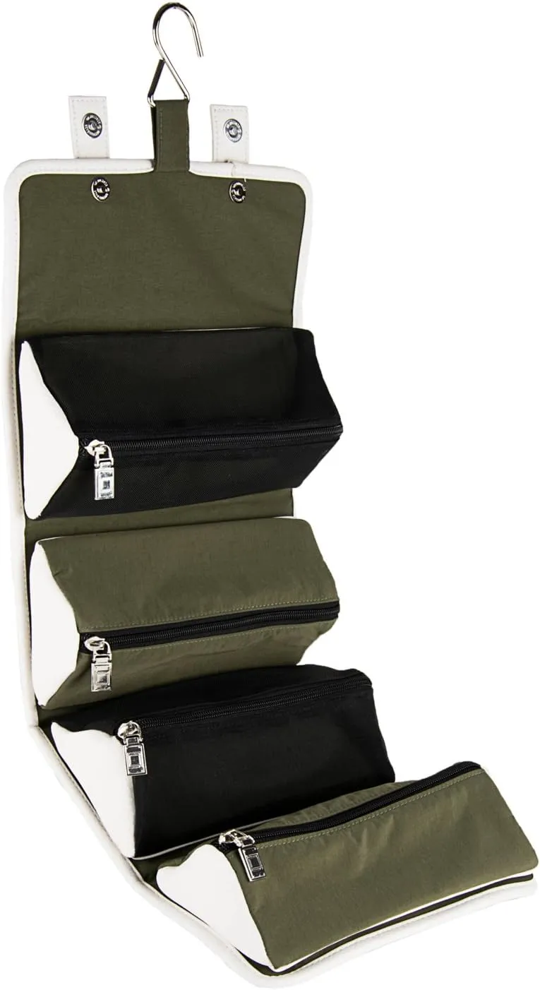 Stowaway Compact Roll Up Pouch, Emerald Green/Cream Beige, One Size