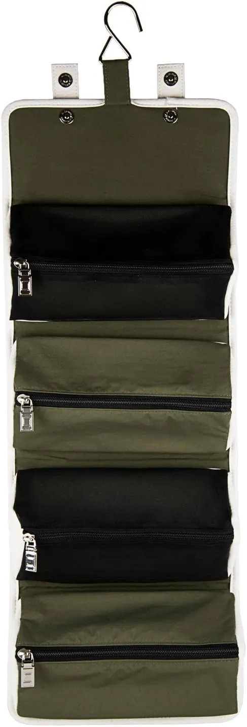Stowaway Compact Roll Up Pouch, Emerald Green/Cream Beige, One Size