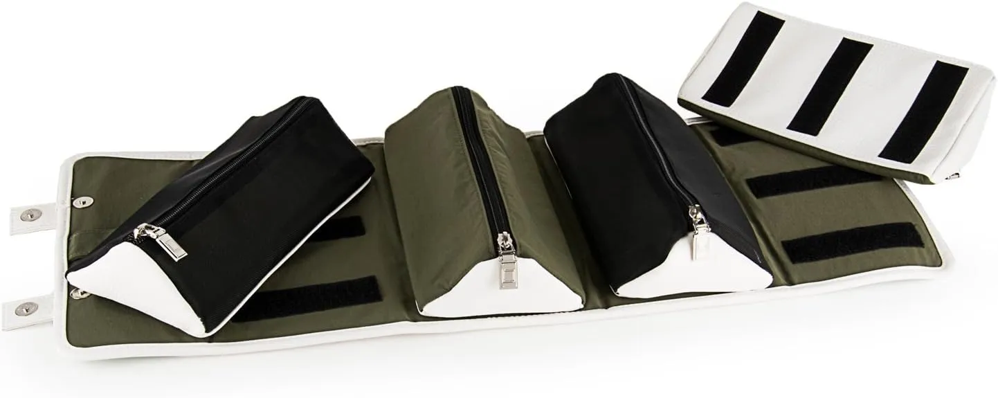 Stowaway Compact Roll Up Pouch, Emerald Green/Cream Beige, One Size