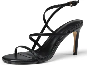 Strappy Heels For Women, Kitten Stiletto Sandals Adjustable Ankle Strap Round Toe Comfortable Formal Dressy Sexy Cute Wedding Party Prom Bridal 3.15 Inches In Height Summer Heels