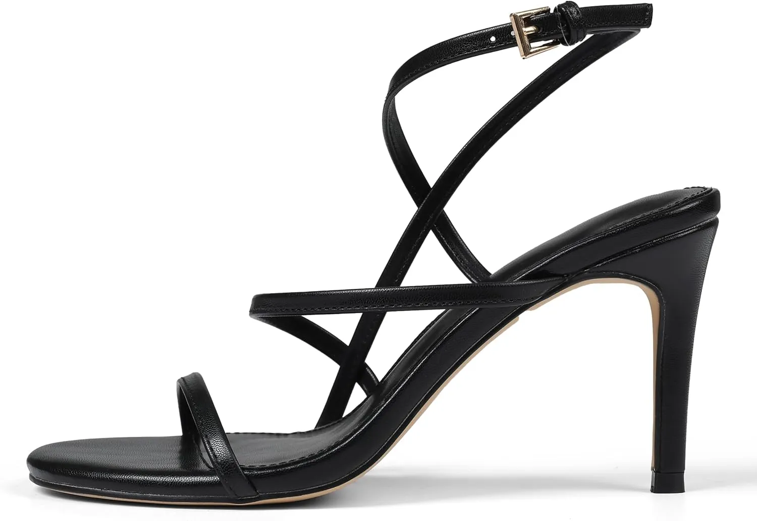 Strappy Heels For Women, Kitten Stiletto Sandals Adjustable Ankle Strap Round Toe Comfortable Formal Dressy Sexy Cute Wedding Party Prom Bridal 3.15 Inches In Height Summer Heels