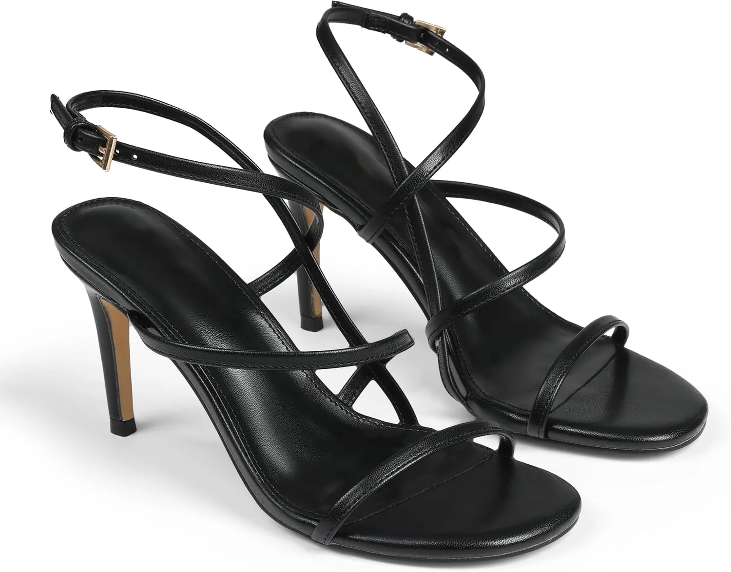 Strappy Heels For Women, Kitten Stiletto Sandals Adjustable Ankle Strap Round Toe Comfortable Formal Dressy Sexy Cute Wedding Party Prom Bridal 3.15 Inches In Height Summer Heels