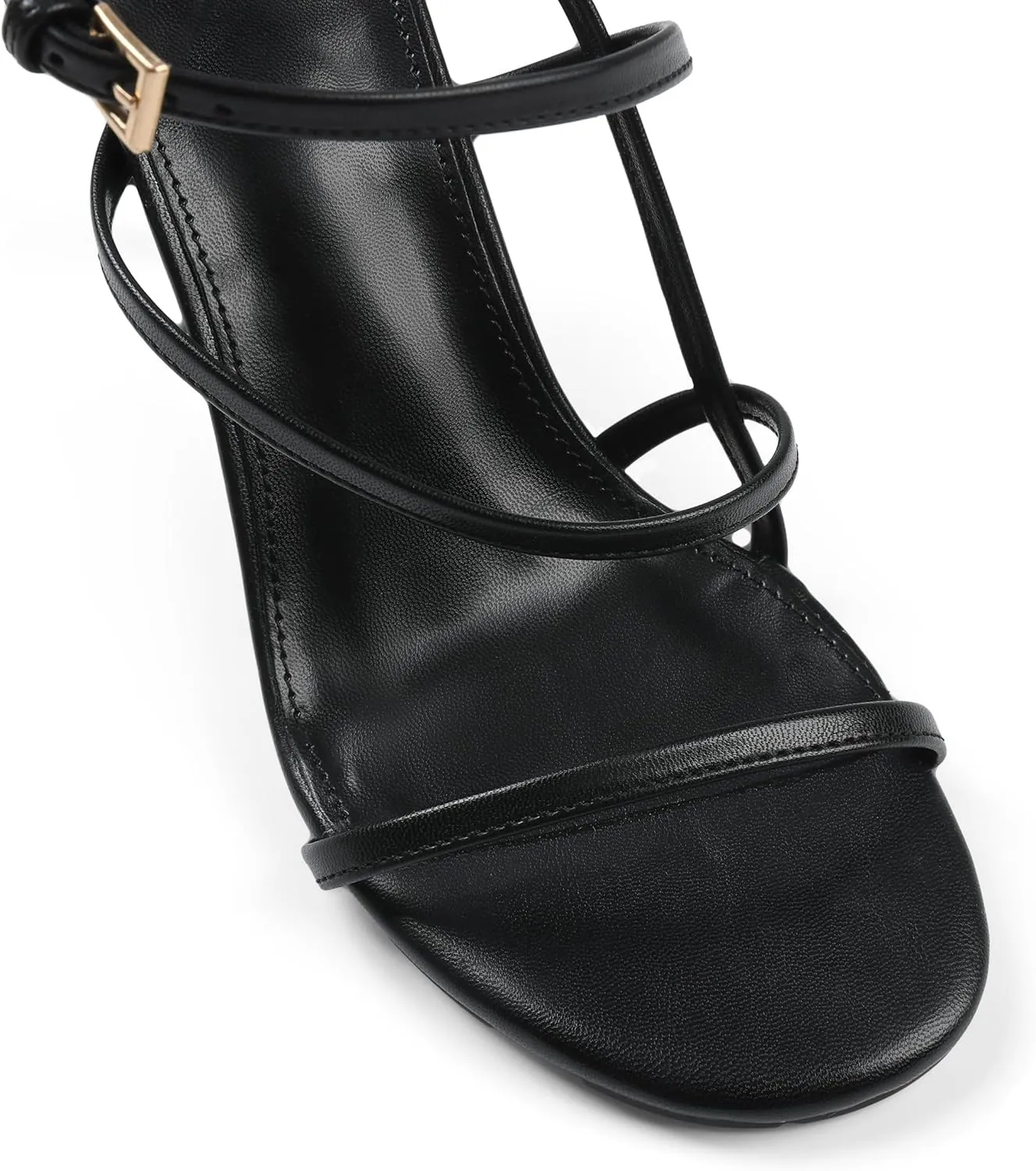 Strappy Heels For Women, Kitten Stiletto Sandals Adjustable Ankle Strap Round Toe Comfortable Formal Dressy Sexy Cute Wedding Party Prom Bridal 3.15 Inches In Height Summer Heels