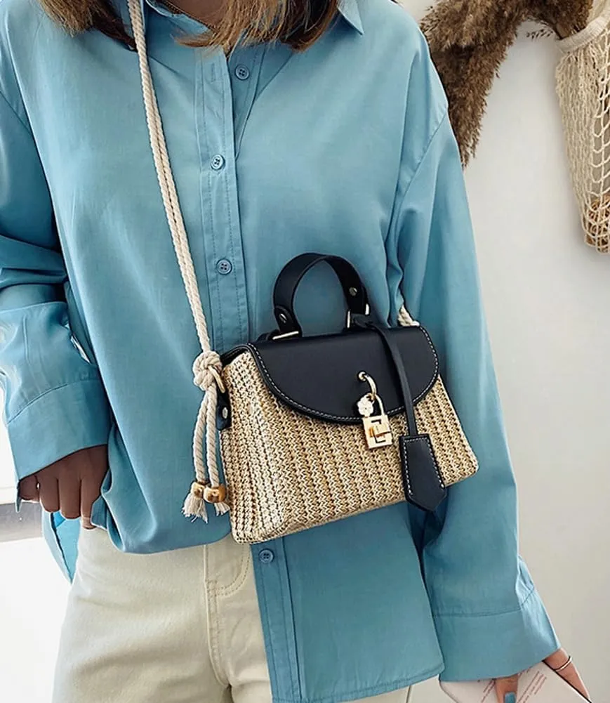 Straw Square Bag Straw Beach Bags For Women Rattan Purses Summer Straw Crossbody Purse Tote Bag Handbag Shoulder Bag 2025