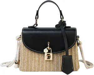 Straw Square Bag Straw Beach Bags For Women Rattan Purses Summer Straw Crossbody Purse Tote Bag Handbag Shoulder Bag 2025