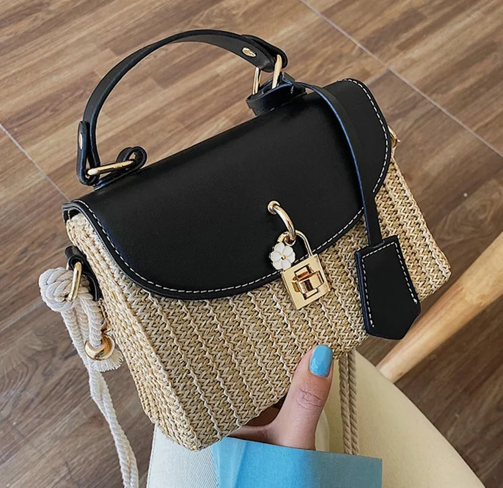 Straw Square Bag Straw Beach Bags For Women Rattan Purses Summer Straw Crossbody Purse Tote Bag Handbag Shoulder Bag 2025
