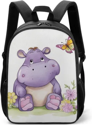 Stylish Backpack, Butterfly And Hippo Print Durable Backpack Travel Backpack Hiking Backpack Ergonomic Backpack Comfortable Backpack