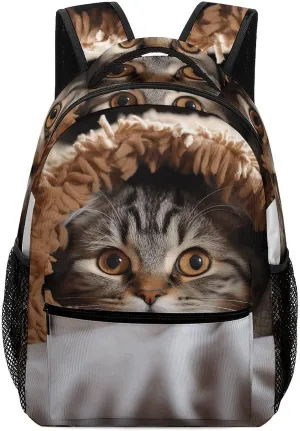 Stylish Backpack, Cat Under Blanket Print Durable Backpack Travel Backpack Hiking Backpack Ergonomic Backpack Comfortable Backpack