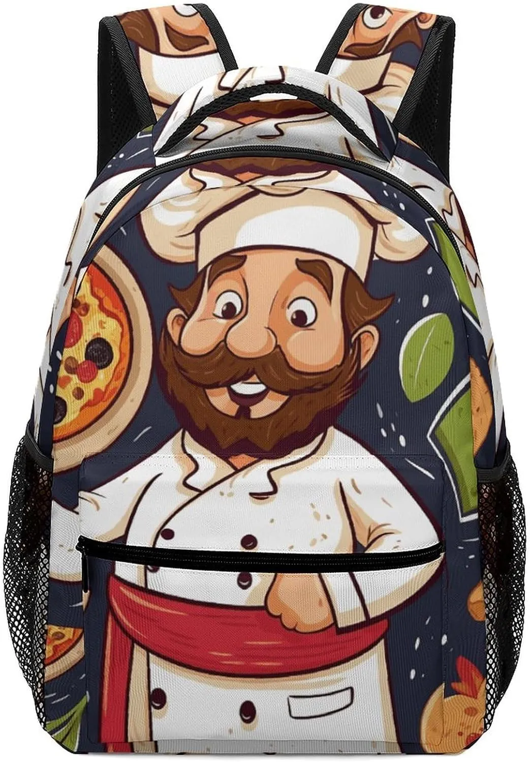 Stylish Backpack, Chef Pizza Print Durable Backpack Travel Backpack Hiking Backpack Ergonomic Backpack Comfortable Backpack