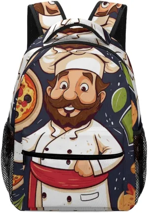 Stylish Backpack, Chef Pizza Print Durable Backpack Travel Backpack Hiking Backpack Ergonomic Backpack Comfortable Backpack