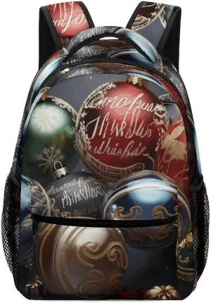 Stylish Backpack, Christmas Balls Print Durable Backpack Travel Backpack Hiking Backpack Ergonomic Backpack Comfortable Backpack