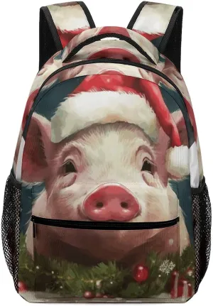 Stylish Backpack, Christmas Pig Print Durable Backpack Travel Backpack Hiking Backpack Ergonomic Backpack Comfortable Backpack