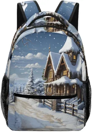 Stylish Backpack, Christmas Winter Happy Scene Print Durable Backpack Travel Backpack Hiking Backpack Ergonomic Backpack Comfortable Backpack