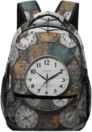Stylish Backpack, Clock Art Print Durable Backpack Travel Backpack Hiking Backpack Ergonomic Backpack Comfortable Backpack