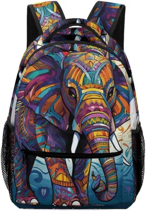 Stylish Backpack, Colorful Elephant Print Durable Backpack Travel Backpack Hiking Backpack Ergonomic Backpack Comfortable Backpack, Style
