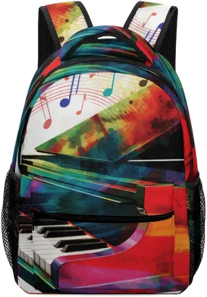 Stylish Backpack, Colorful Piano Keyboard Music Print Durable Backpack Travel Backpack Hiking Backpack Ergonomic Backpack Comfortable Backpack
