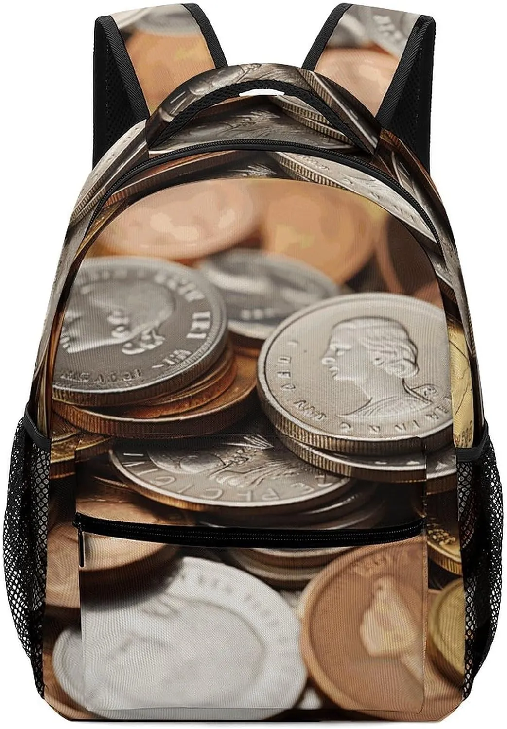 Stylish Backpack, Currency Coin Print Durable Backpack Travel Backpack Hiking Backpack Ergonomic Backpack Comfortable Backpack