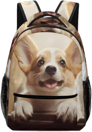 Stylish Backpack, Cute Corgi Print Durable Backpack Travel Backpack Hiking Backpack Ergonomic Backpack Comfortable Backpack