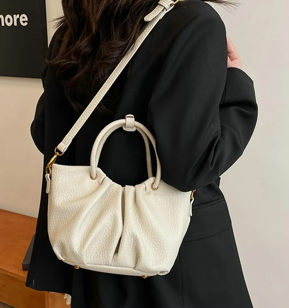 Stylish Senior Bucket Bag Simple Texture Cross Body Bag for Women PU Leather Handbag for Outdoor Trendy 2025