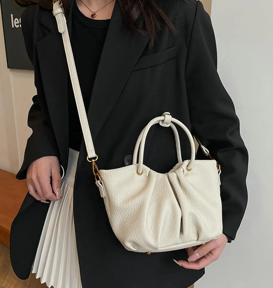 Stylish Senior Bucket Bag Simple Texture Cross Body Bag for Women PU Leather Handbag for Outdoor Trendy 2025