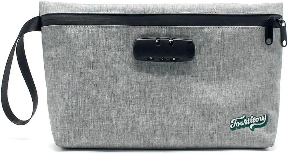 Stylish Smell Proof Bag with Locking Pouch - 12.9"x7.5" Raw Lockable Container, Waterproof Polyester - Odor Proof, Combination Lock for Medicine, Lunch & More