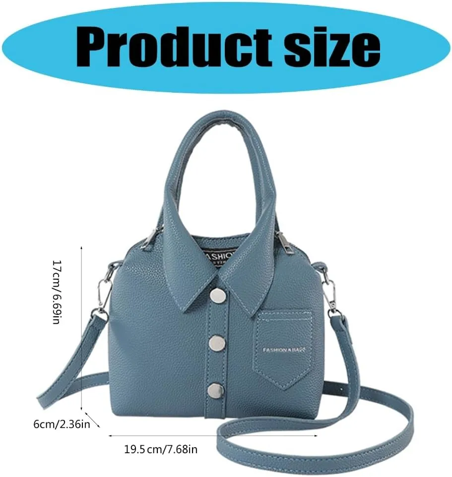 Stylish Solid Color Crossbody Bag PU 1eather Shirt Shape Shoulder Handbag Purse with Top Handle for Daily Use and Travel