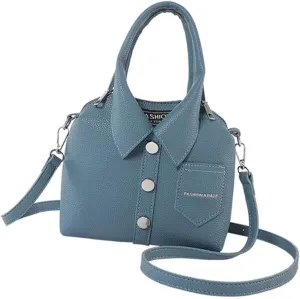Stylish Solid Color Crossbody Bag PU 1eather Shirt Shape Shoulder Handbag Purse with Top Handle for Daily Use and Travel
