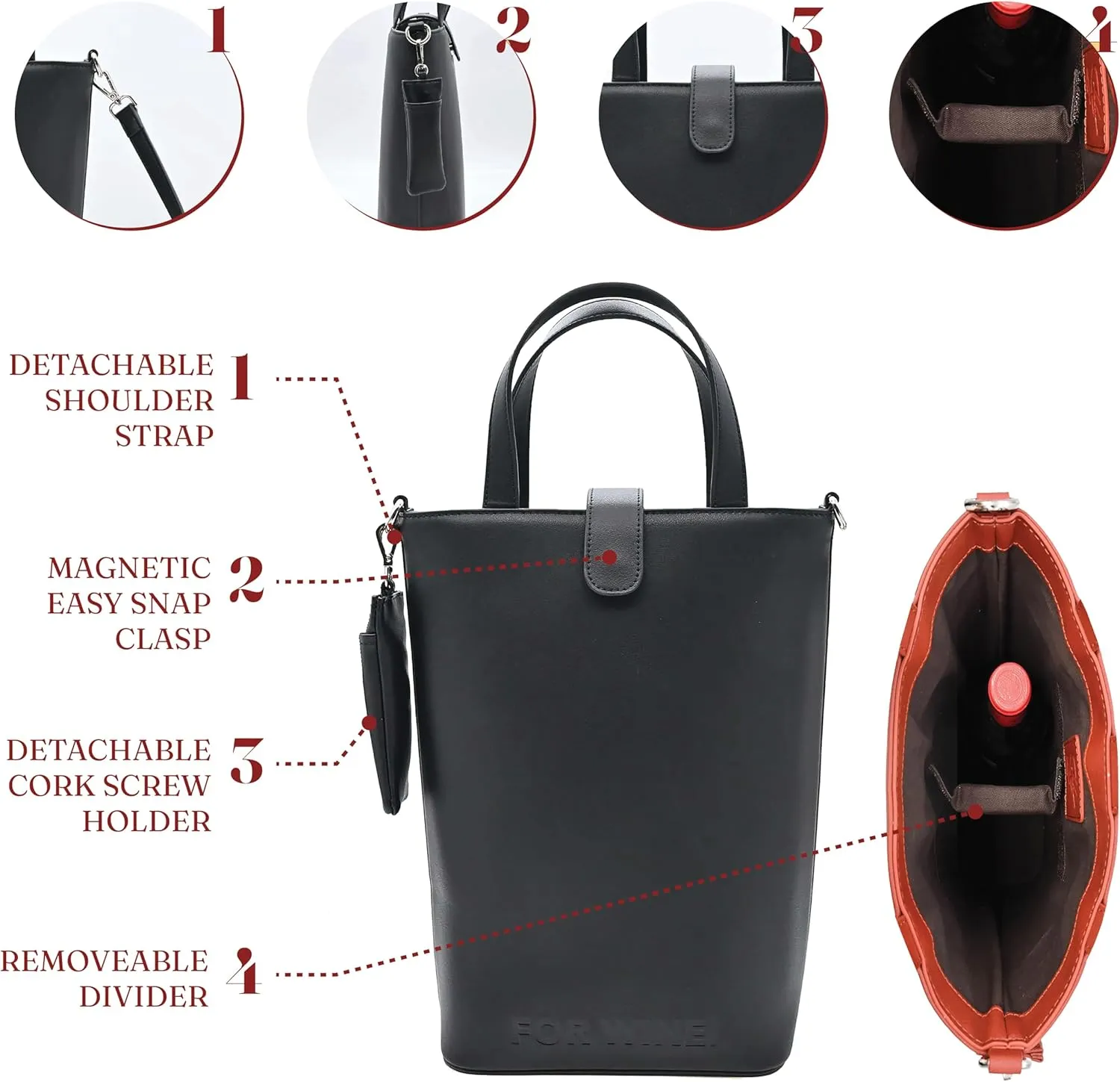 Sulu Tote 2 Bottle Wine Carrier - For Travel, Wine Tasting, Party, Dinner, BYOB Restaurant.