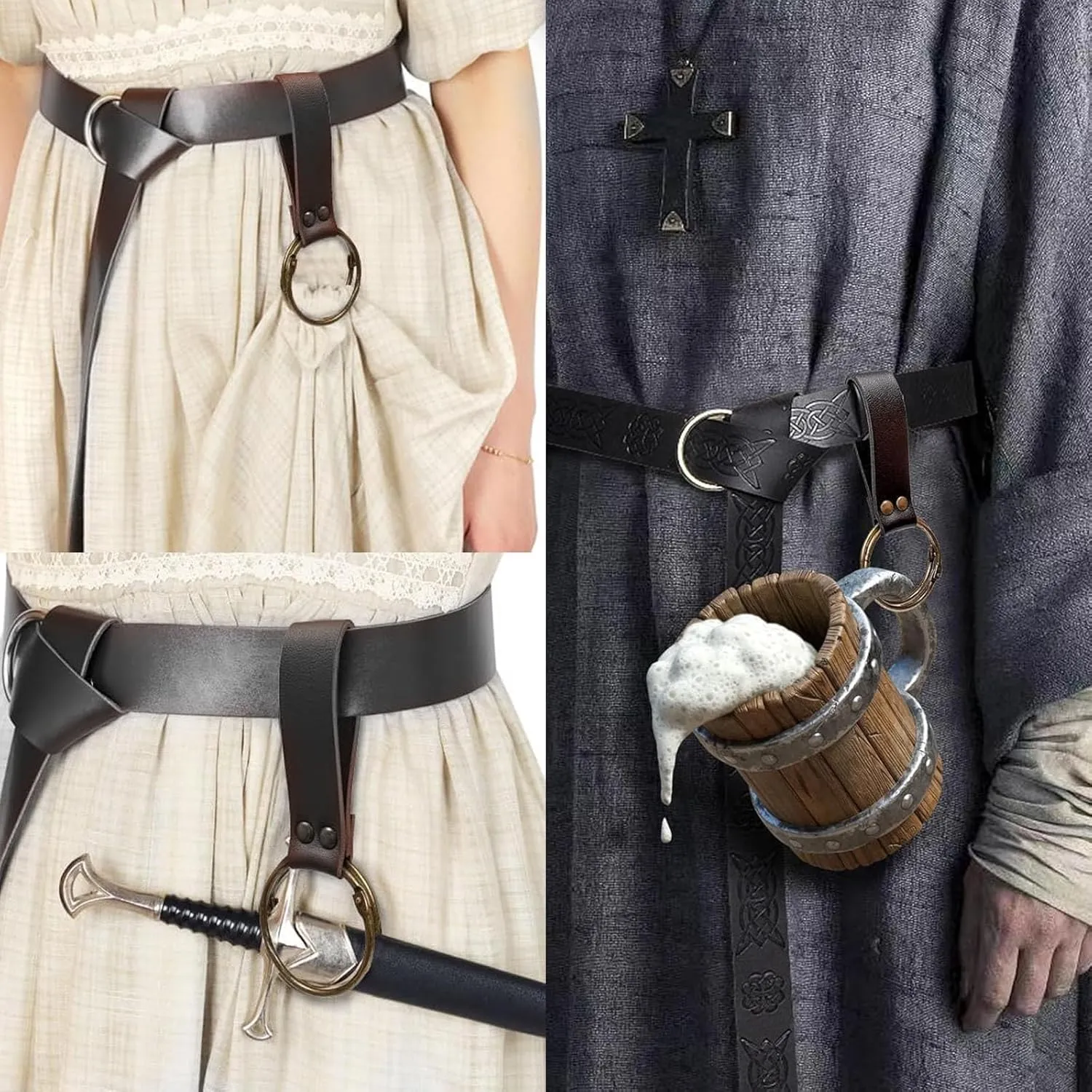 SUMGOGO 5PCS Corset Renaissance Belt Medieval Renaissance Belt Pouch Cork Potion Bottle Festival Halloween Costume Accessory