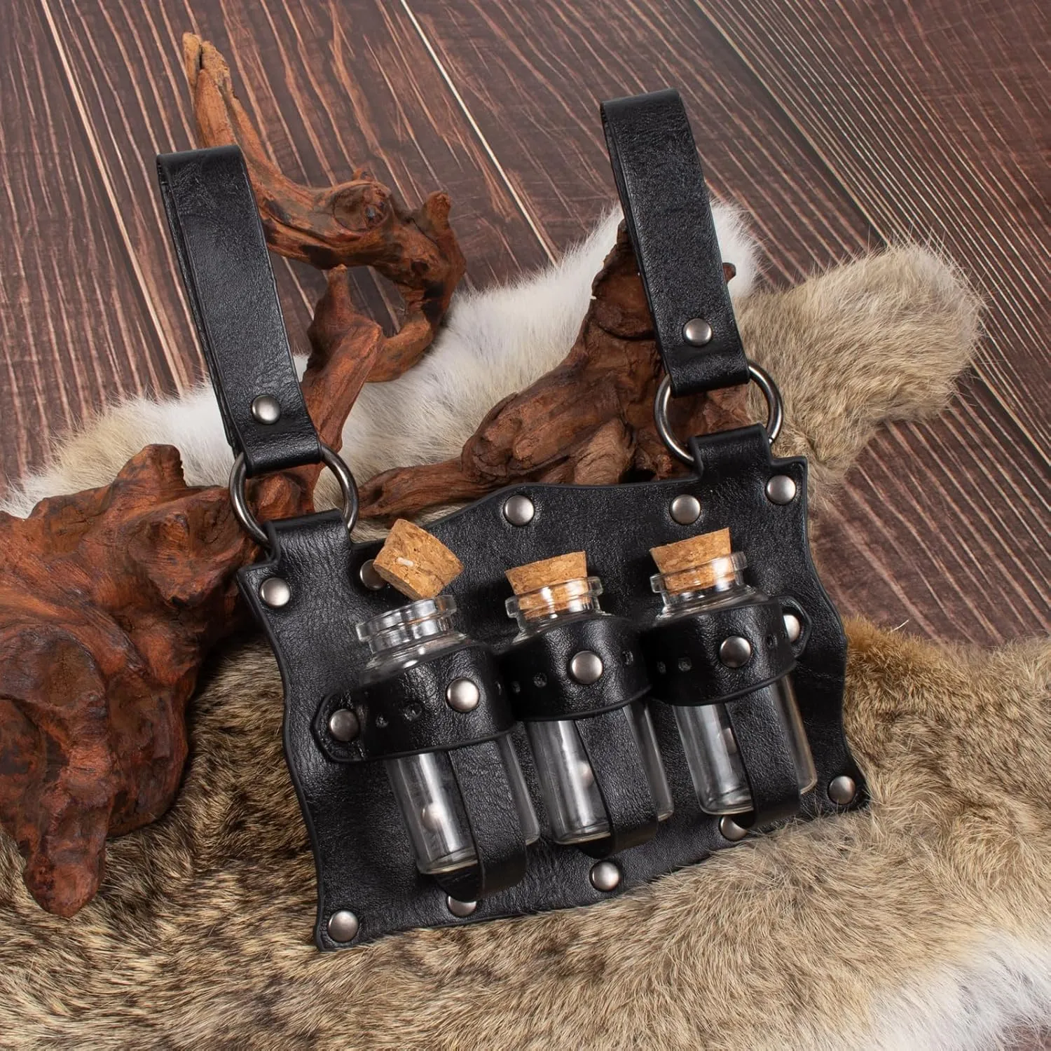 SUMGOGO 5PCS Corset Renaissance Belt Medieval Renaissance Belt Pouch Cork Potion Bottle Festival Halloween Costume Accessory