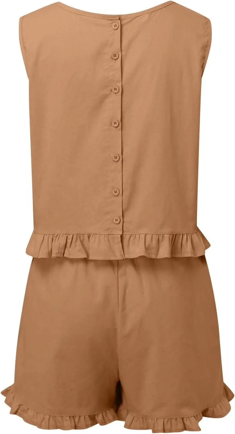 Summer New European And Foreign Trade Women's Clothing Sleeveless Pleated Vest Shorts Casual Set Full Tilt
