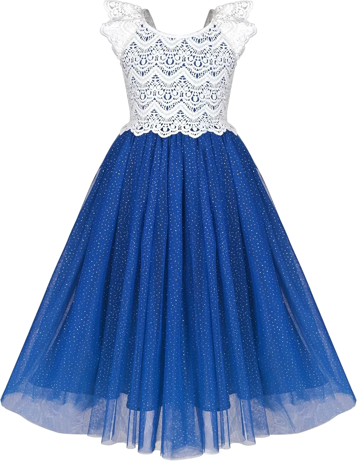 Sunny Fashion Girls Dress Purple Lace Tulle Sleeveless Hollow Back Party Pageant