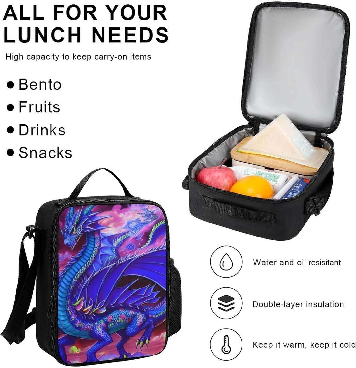 Supdreamc Travel Hiking Bag & Day Pack Gym Outdoor Hiking Bag Big Capacity Backpack Mystery Dragon Trippy Art 3 Piece College Daypack for Adults