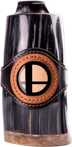 Super Smash Bros Custom Drinking Horn Beer Mug, Personalized Stein, Tankard, Gamer Geek Anniversary Birthday Gifts for Men Him Dad Father Wedding Unique (Dark Horn)