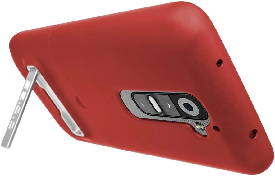 SURFACE Case with Metal Kickstand and Holster Combo for LG G2 - Retail Packaging - Garnet Red