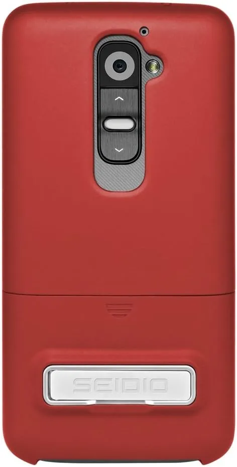 SURFACE Case with Metal Kickstand and Holster Combo for LG G2 - Retail Packaging - Garnet Red