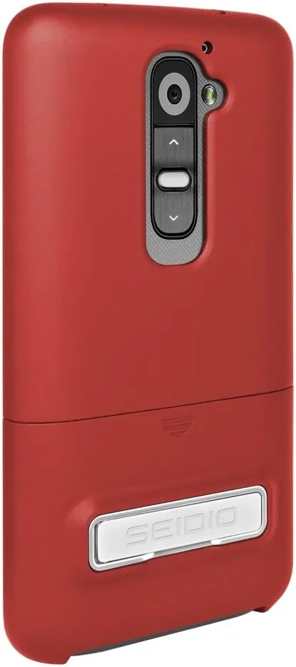 SURFACE Case with Metal Kickstand and Holster Combo for LG G2 - Retail Packaging - Garnet Red