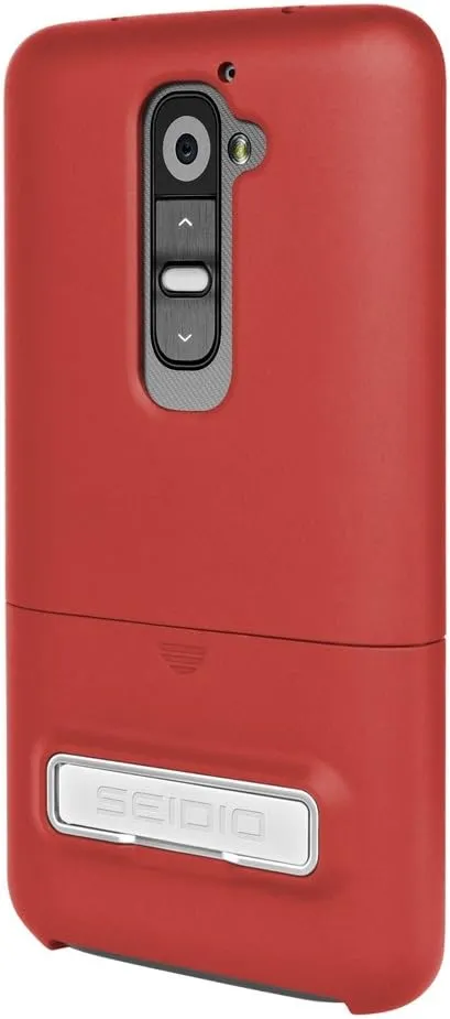 SURFACE Case with Metal Kickstand and Holster Combo for LG G2 - Retail Packaging - Garnet Red