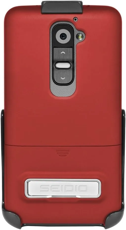 SURFACE Case with Metal Kickstand and Holster Combo for LG G2 - Retail Packaging - Garnet Red