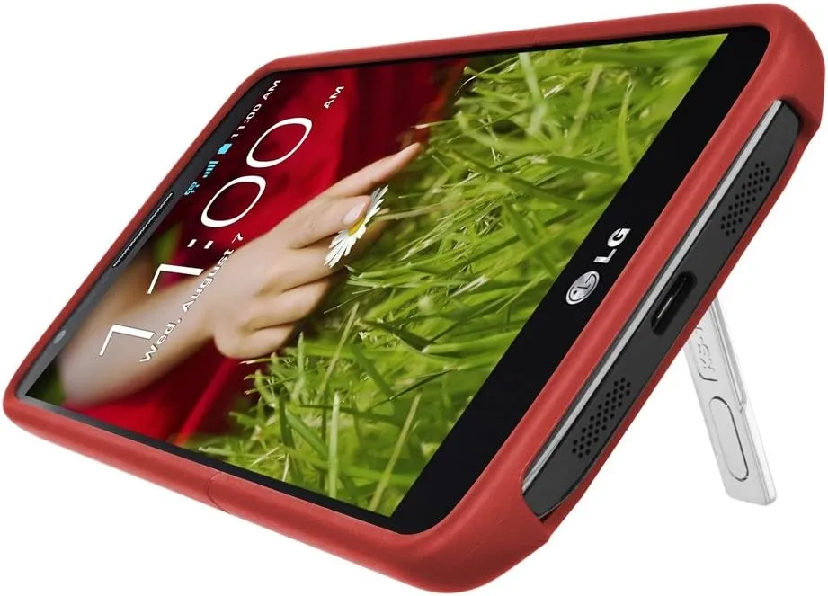 SURFACE Case with Metal Kickstand and Holster Combo for LG G2 - Retail Packaging - Garnet Red