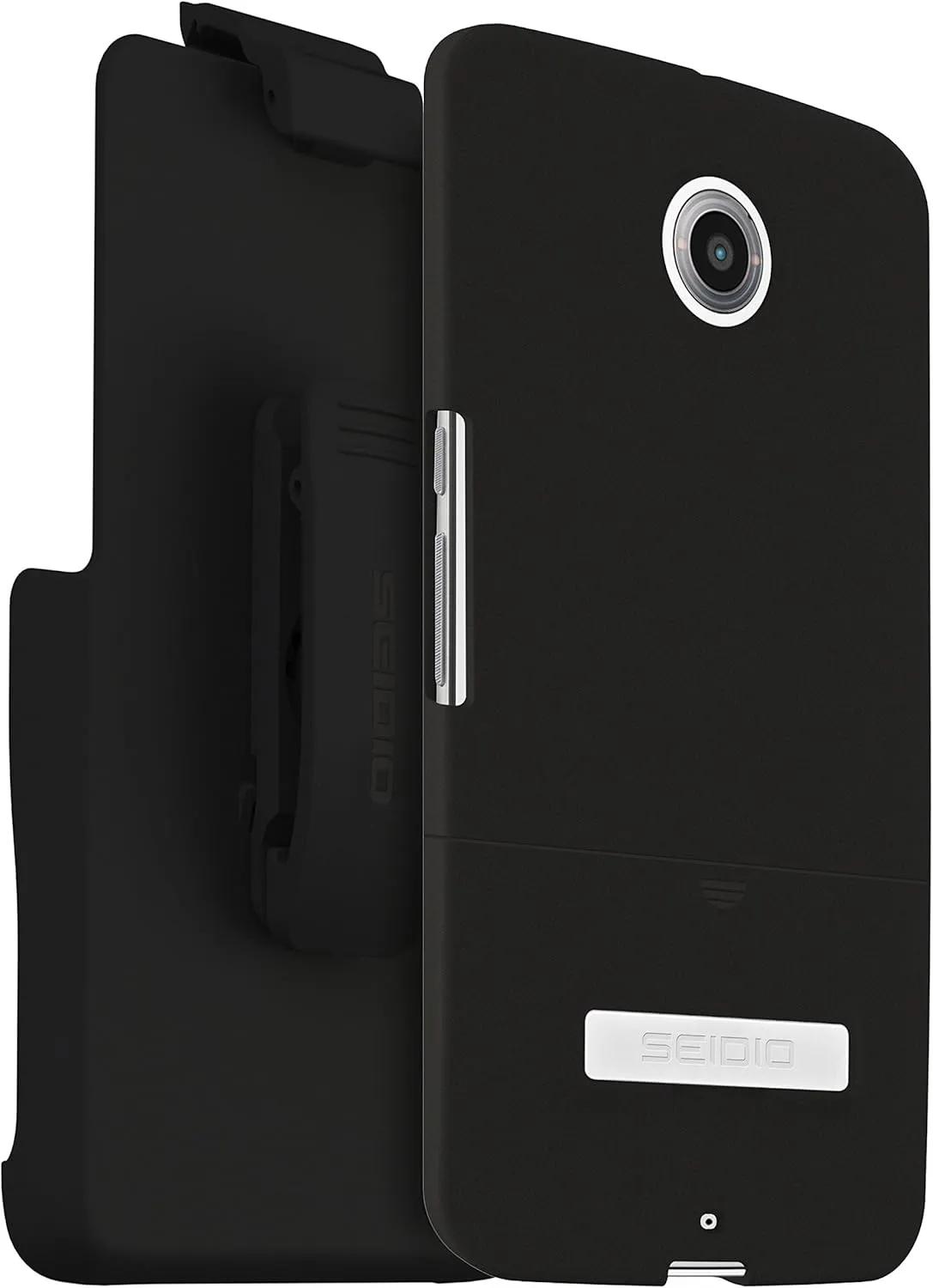 SURFACE Case with Metal Kickstand and Holster Combo for Motorola Nexus 6 - Retail Packaging - Black