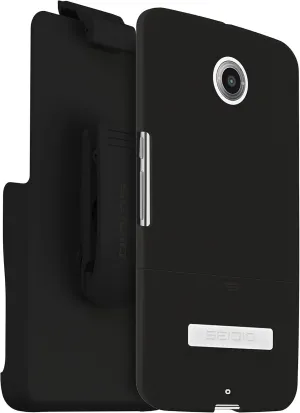 SURFACE Case with Metal Kickstand and Holster Combo for Motorola Nexus 6 - Retail Packaging - Black