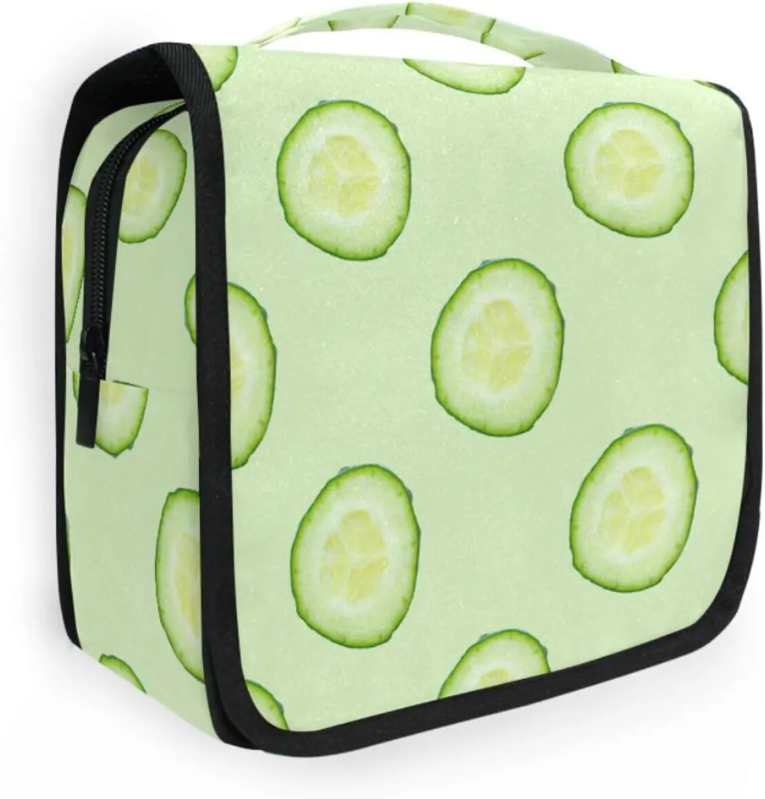 susiyo Hanging Travel Toiletry Bag Cucumber Slices Cosmetic Makeup Bag Portable Cosmetic Pouch Waterproof Shower Bag Travel Organizer Case for Women Girls